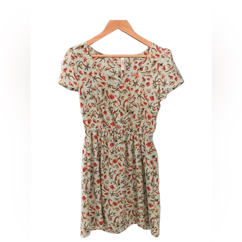 Vintage Style Bird Print Dress with Pockets!